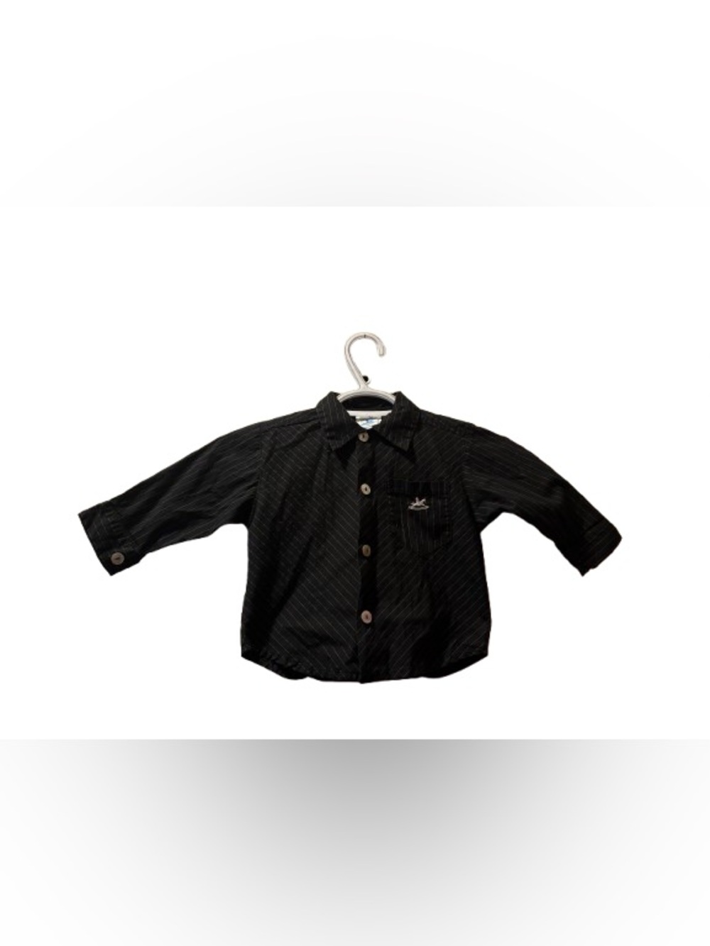 Charabia Paris Black Pinstripe Button-Up Dress Shirt Size 18 Months